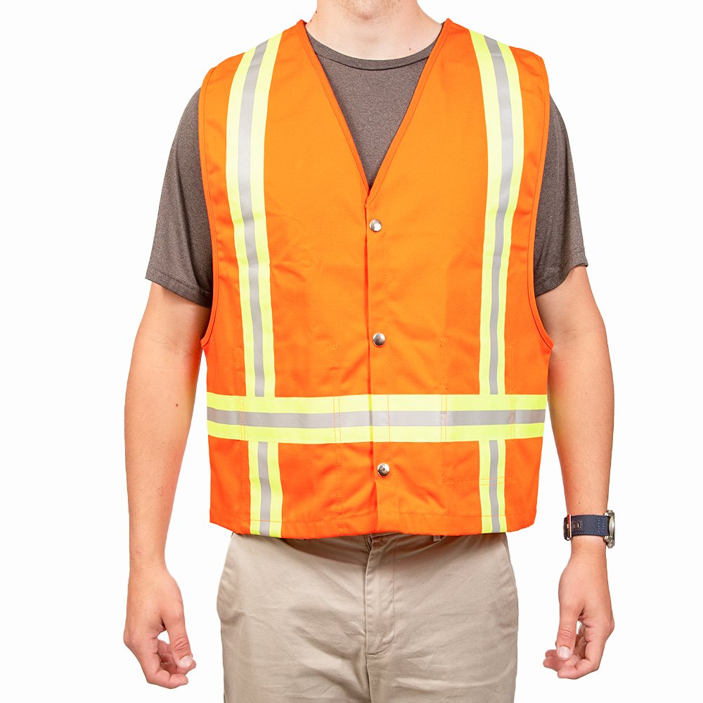 Safety Vest w/Reflective - Orange Twill