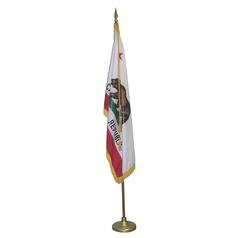 California Bear Indoor - Nylon Ceremonial Flag 3' X 5' with Pole Set
