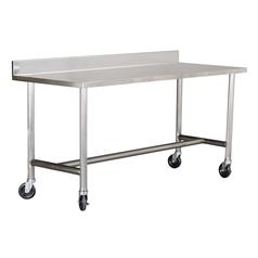 Food Service Table: w/ Casters and Backsplash - 72W x 30D