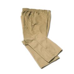 Elastic Waist Khaki Twill Trousers (Snaps and Zipper) - Men